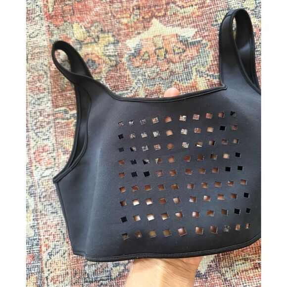 Clover Canyon Small Neoprene Bikini Swim Top with Laser Cutout - Picture 2 of 4